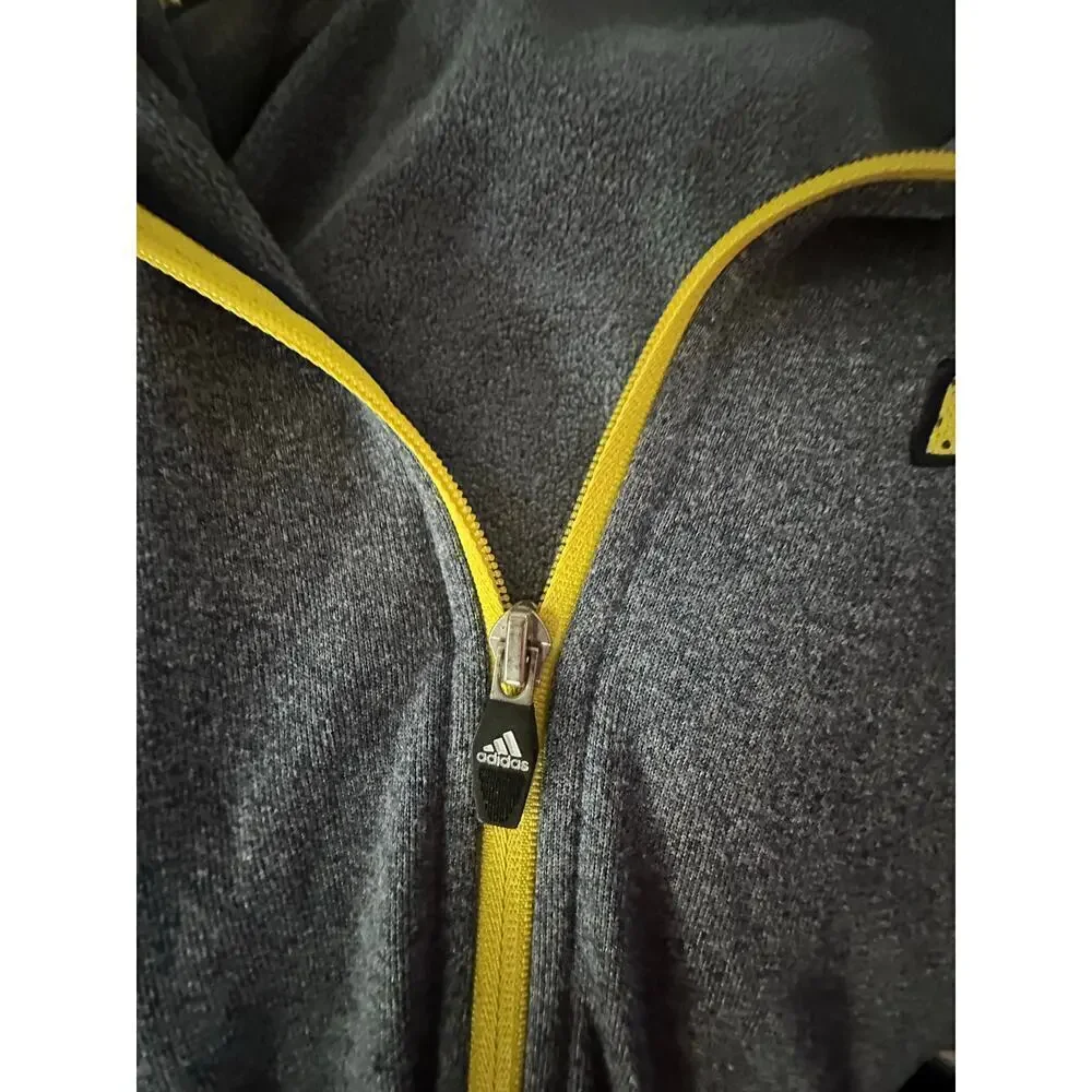 Adidas Gray & Yellow UNIVERSITY OF MICHIGAN Full Zip Climawarm Track Jacket S